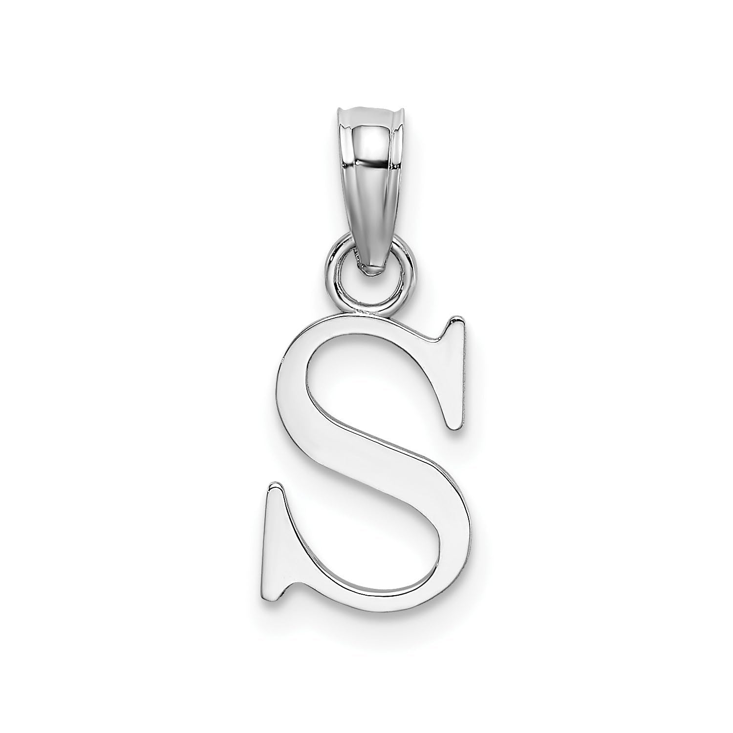 14K White Gold Block Font Letter Initial Pendant, 12x13mm - JewelryAffairs