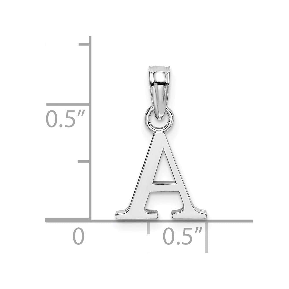 14K White Gold Block Font Letter Initial Pendant, 12x13mm - JewelryAffairs