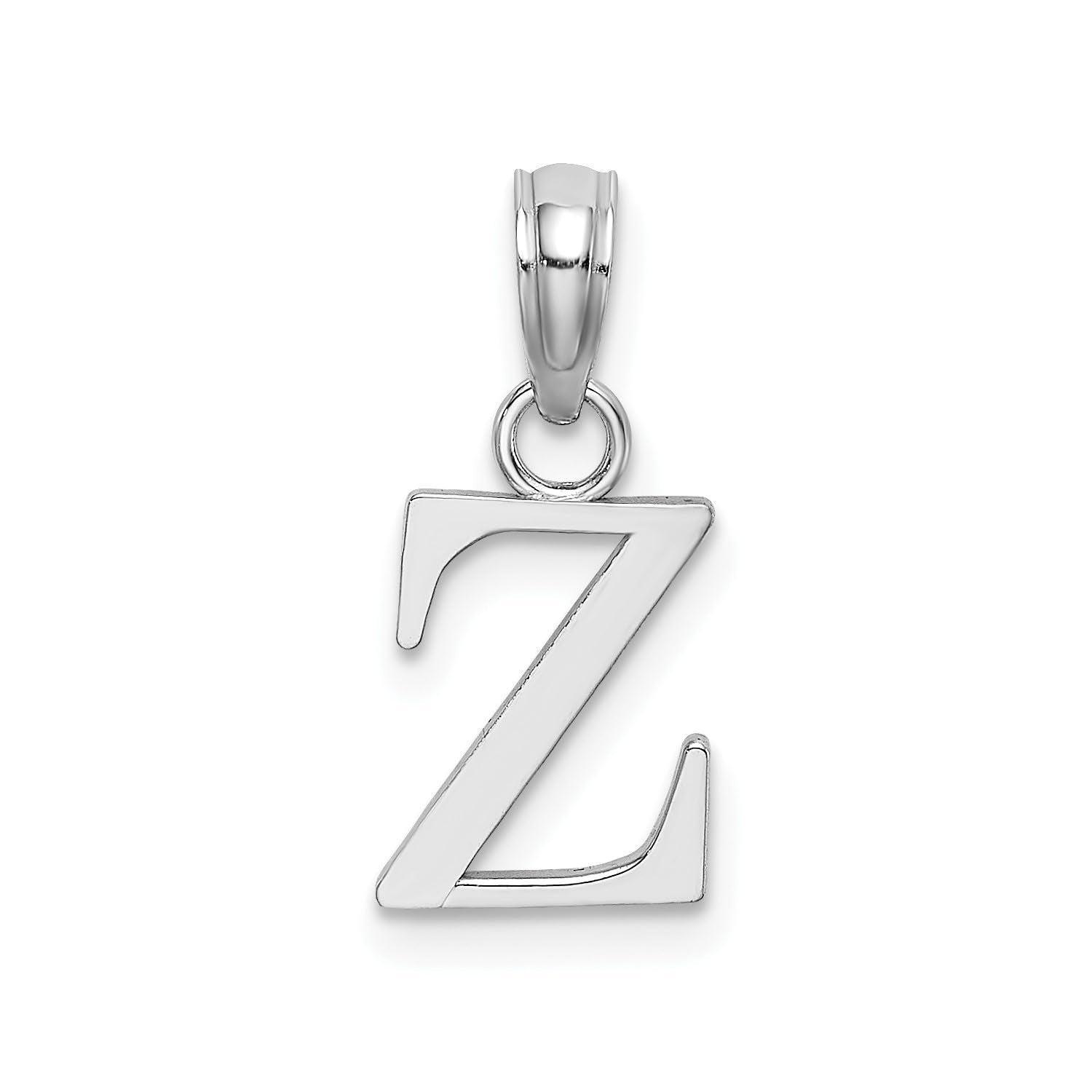 14K White Gold Block Font Letter Initial Pendant, 12x13mm - JewelryAffairs