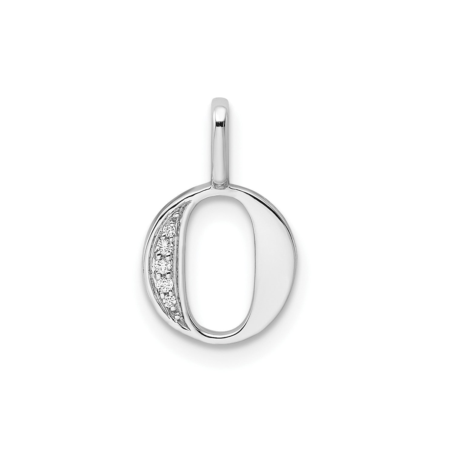 14k White Gold Diamond Block Font Letter Initial Pendant, 15x10mm - JewelryAffairs