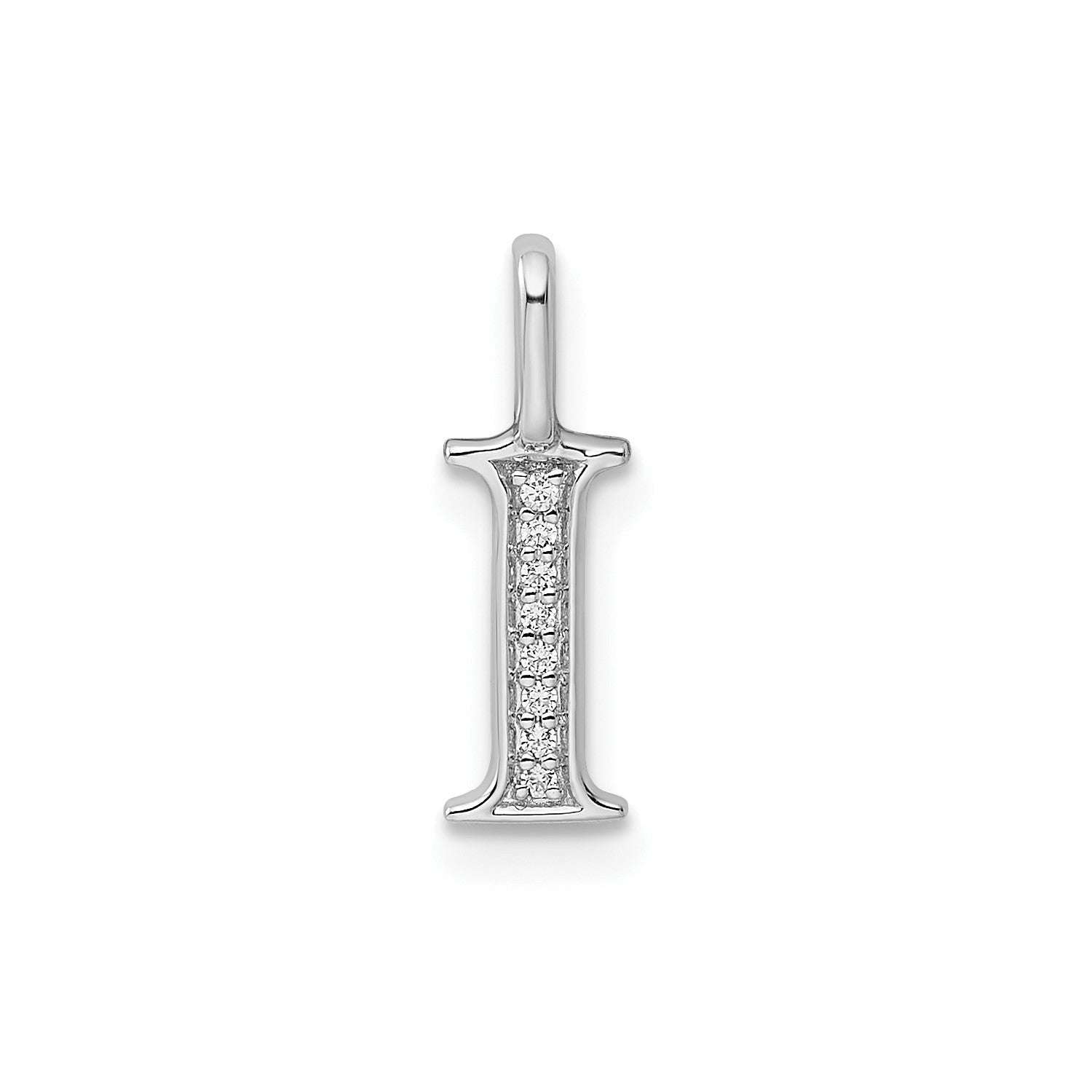 14k White Gold Diamond Block Font Letter Initial Pendant, 15x10mm - JewelryAffairs