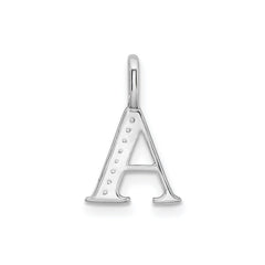 14k White Gold Diamond Block Font Letter Initial Pendant, 15x10mm - JewelryAffairs