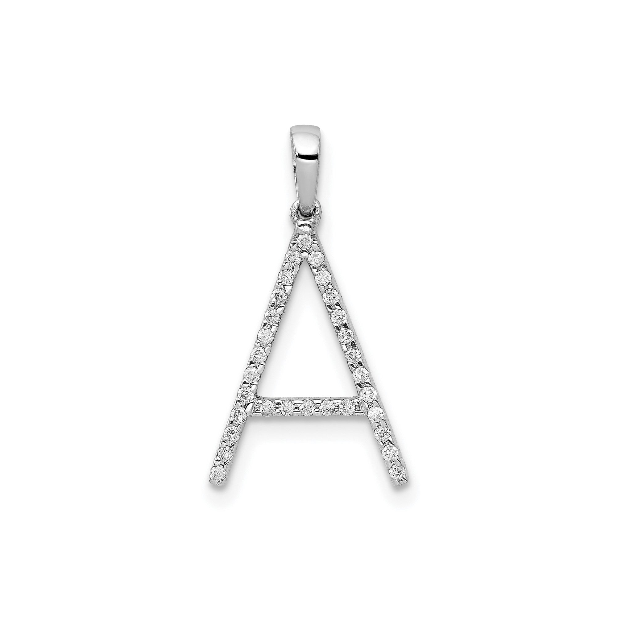14K White Gold Diamond Letter Initial Pendant, 19x11mm - JewelryAffairs
