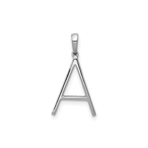 14K White Gold Diamond Letter Initial Pendant, 19x11mm