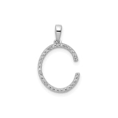 14K White Gold Diamond Letter Initial Pendant, 19x11mm