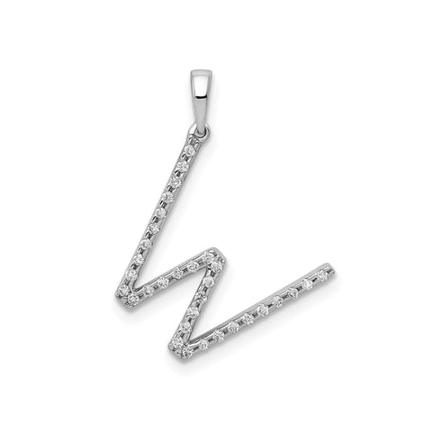14K White Gold Diamond Letter Initial Pendant, 19x11mm