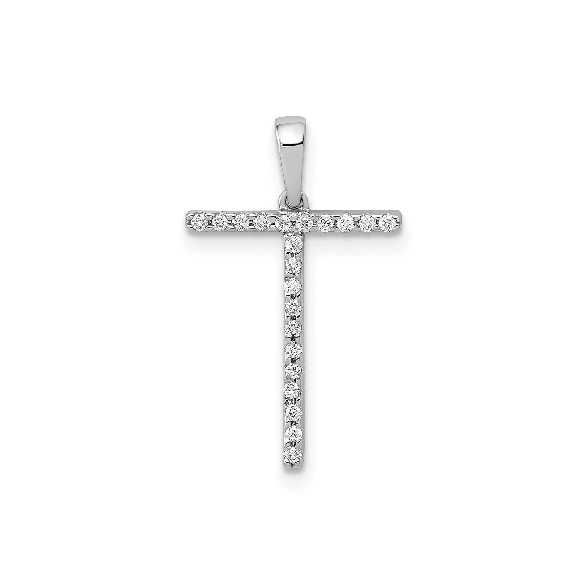 14K White Gold Diamond Letter Initial Pendant, 19x11mm - JewelryAffairs