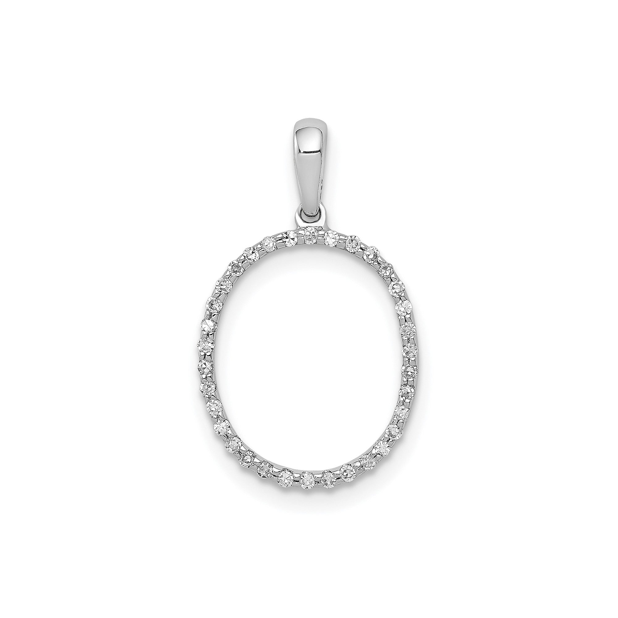 14K White Gold Diamond Letter Initial Pendant, 19x11mm - JewelryAffairs