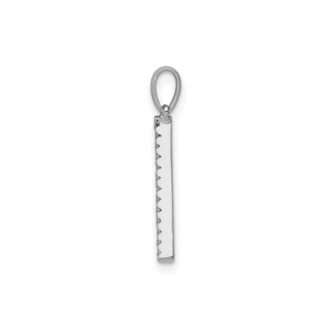 14K White Gold Diamond Letter Initial Pendant, 19x11mm