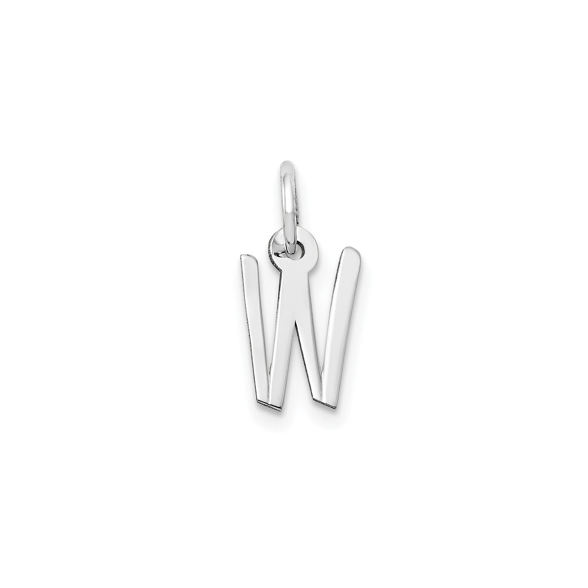 14K White Gold Initial Letter Pendant Charm, Block Style, 13mm x 6mm - JewelryAffairs