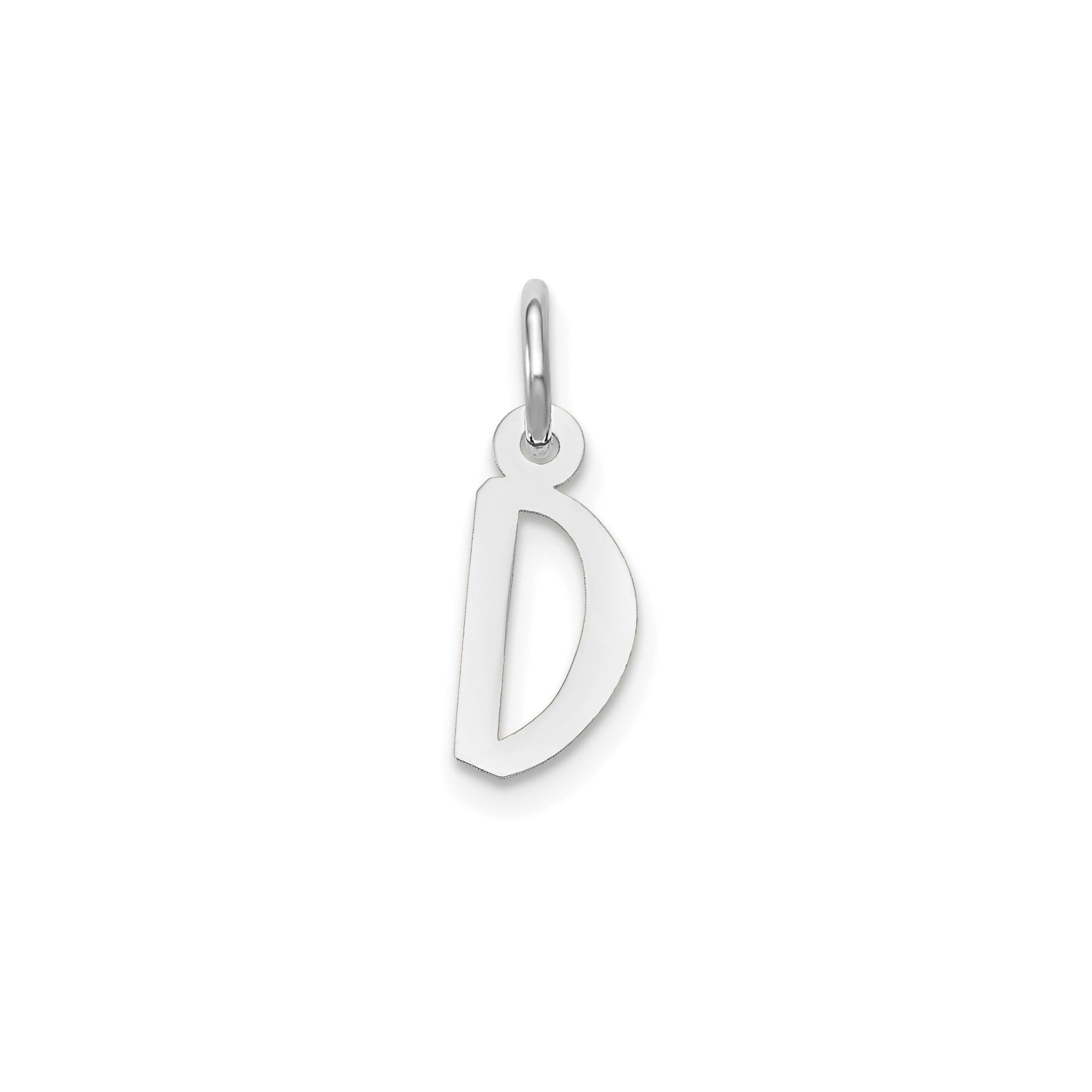 14K White Gold Initial Letter Pendant Charm, Block Style, 13mm x 6mm - JewelryAffairs
