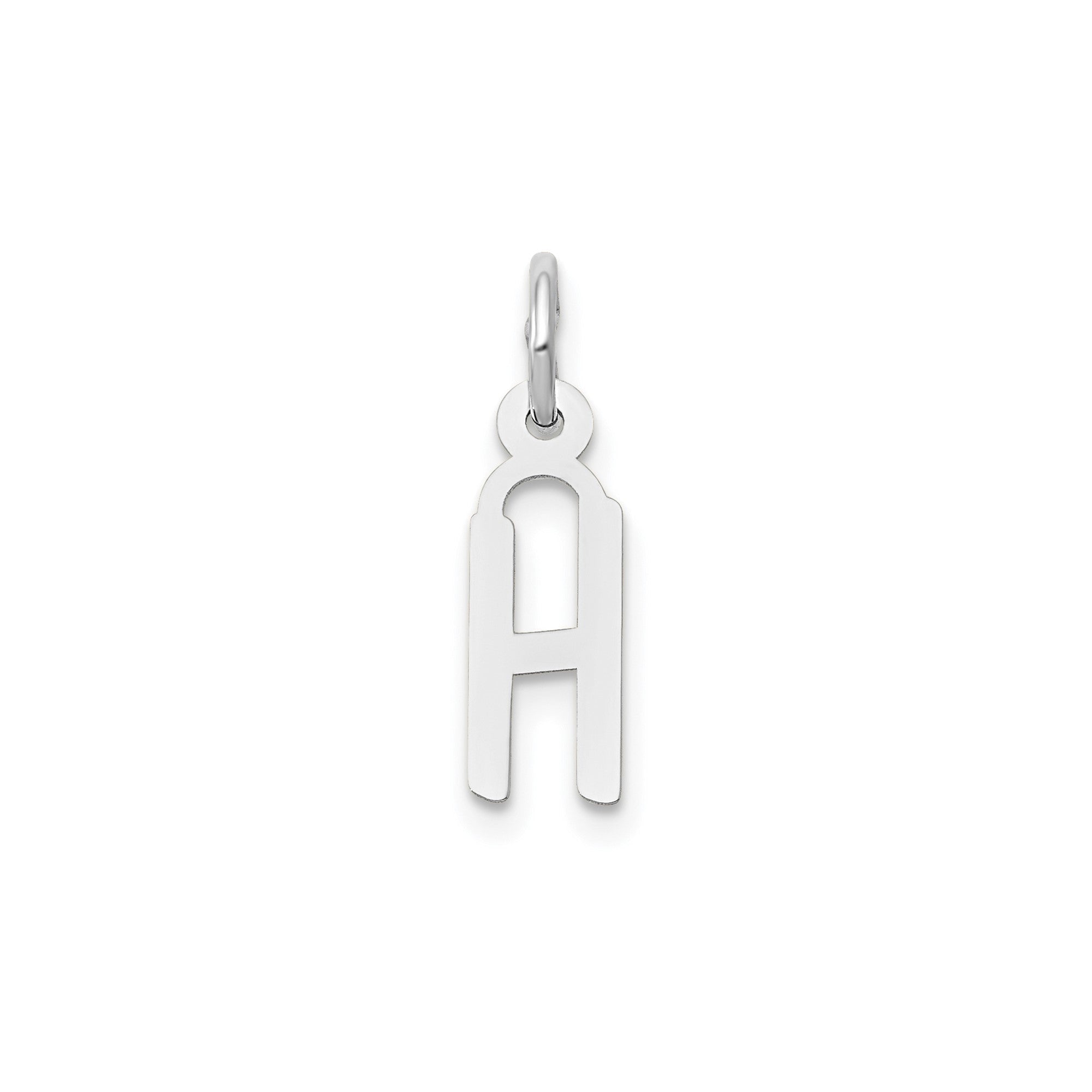 14K White Gold Initial Letter Pendant Charm, Block Style, 13mm x 6mm - JewelryAffairs
