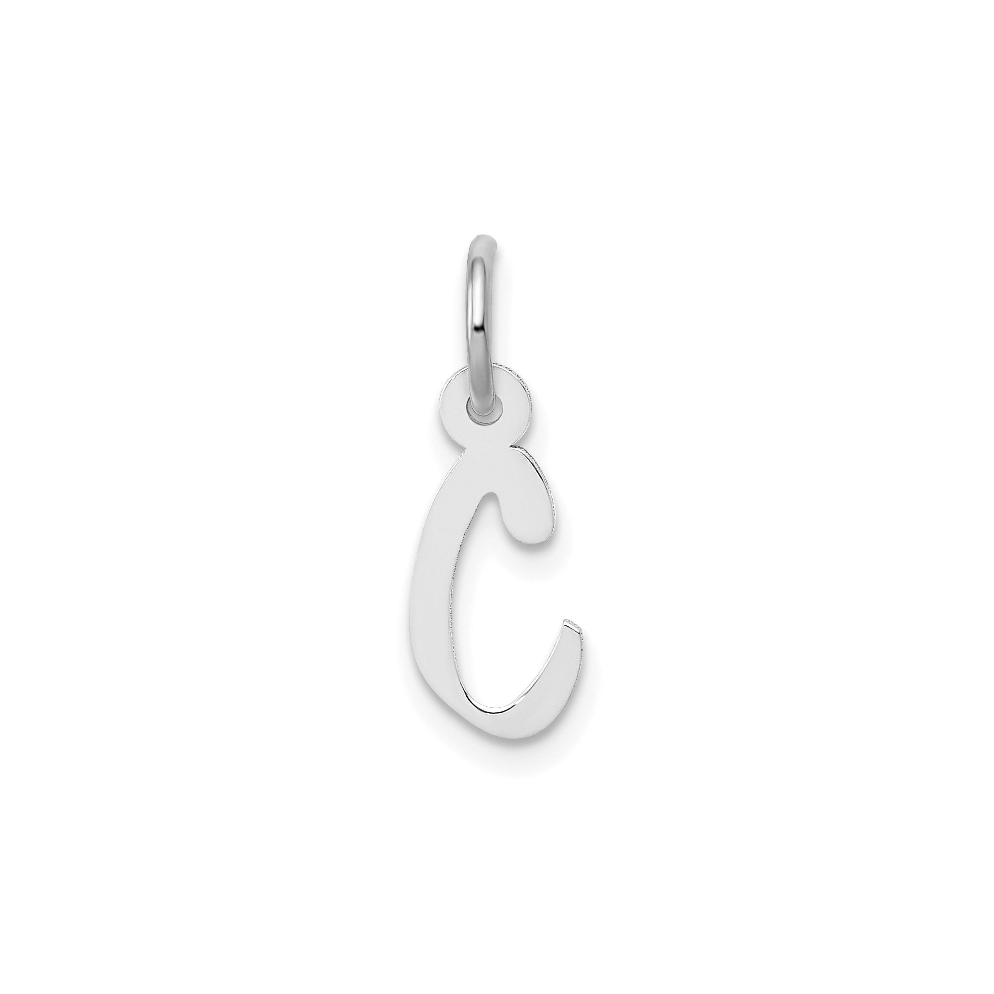 14K White Gold Initial Letter Pendant Charm, Block Style, 13mm x 6mm - JewelryAffairs