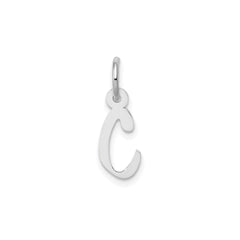 14K White Gold Initial Letter Pendant Charm, Block Style, 13mm x 6mm