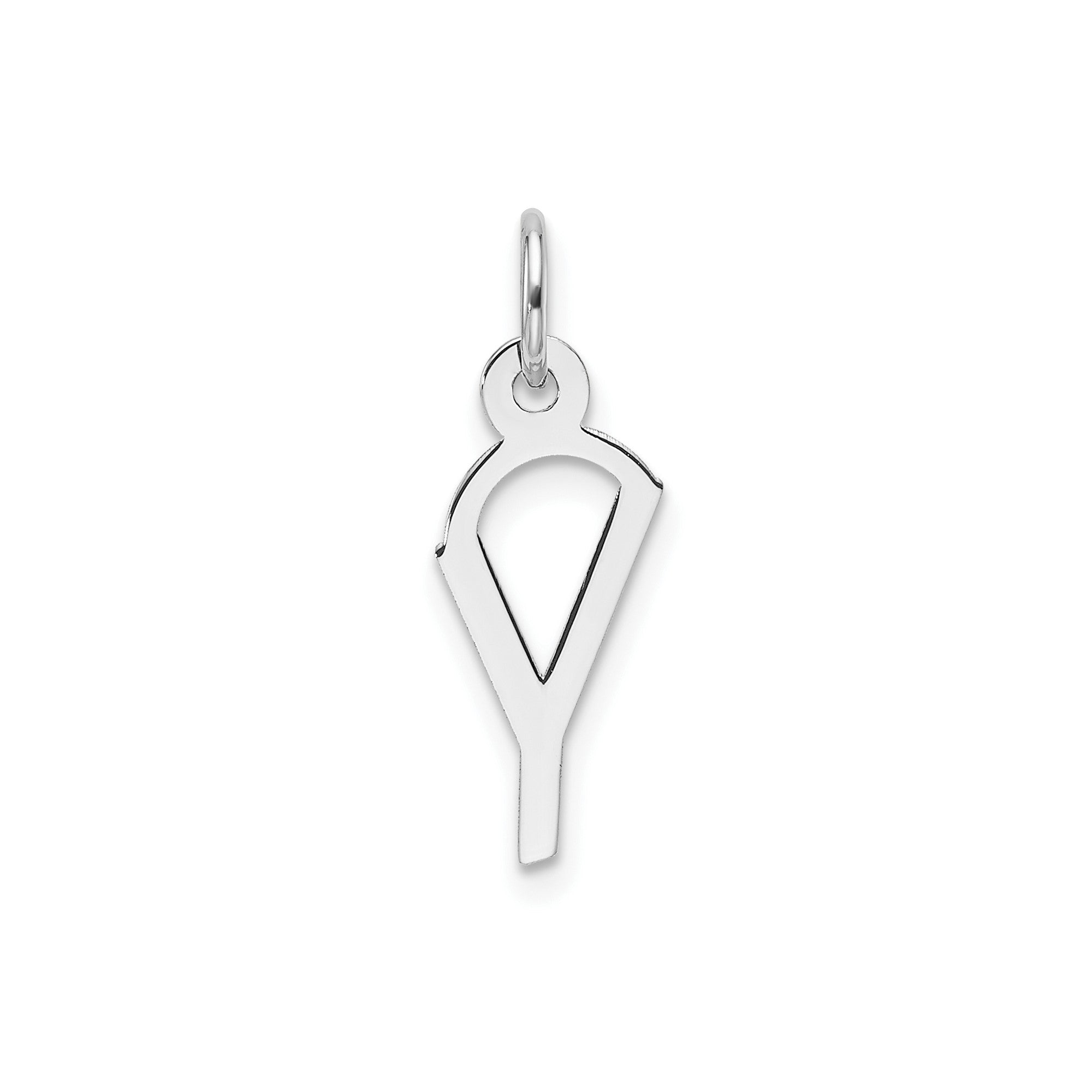 14K White Gold Initial Letter Pendant Charm, Block Style, 13mm x 6mm - JewelryAffairs