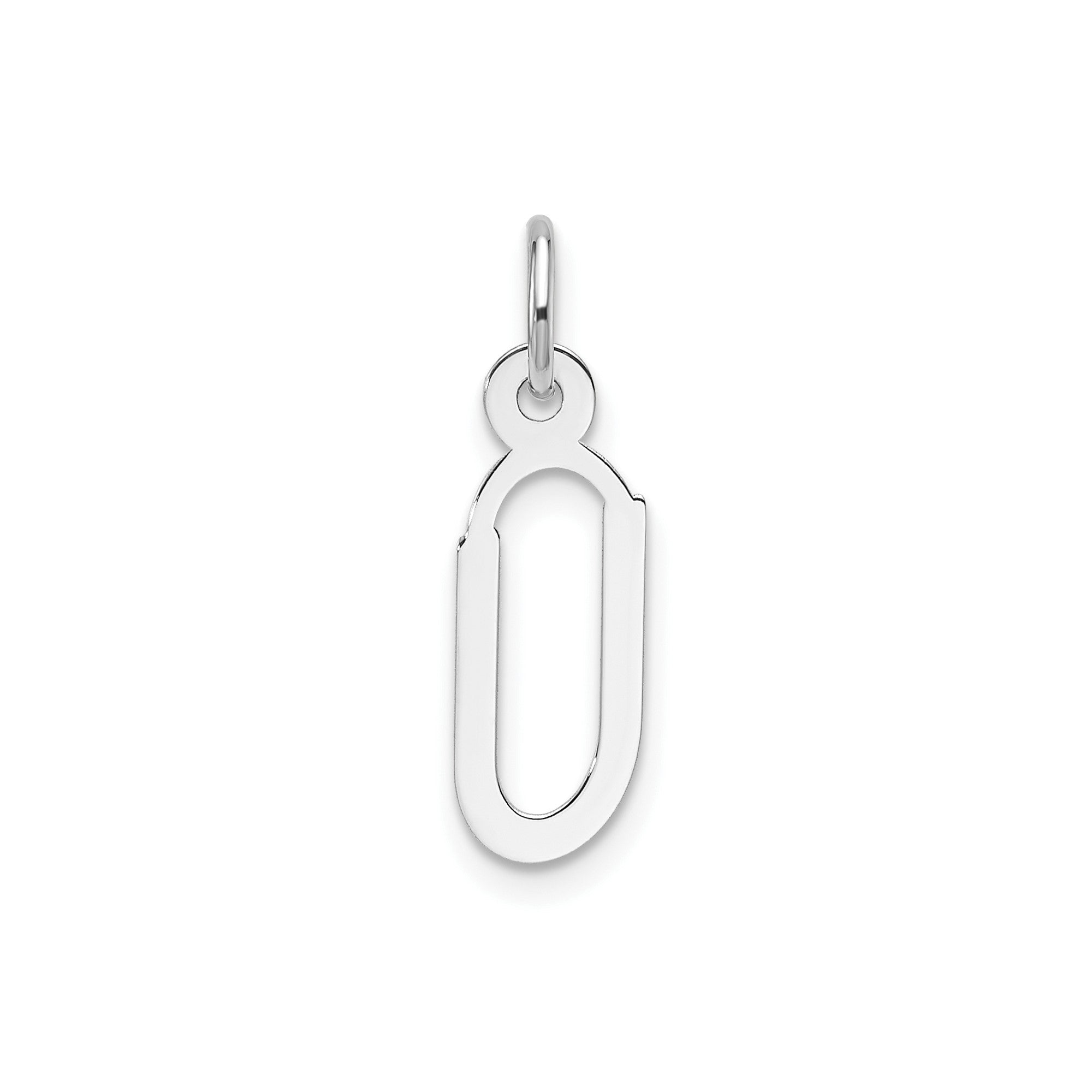 14K White Gold Initial Letter Pendant Charm, Block Style, 13mm x 6mm - JewelryAffairs