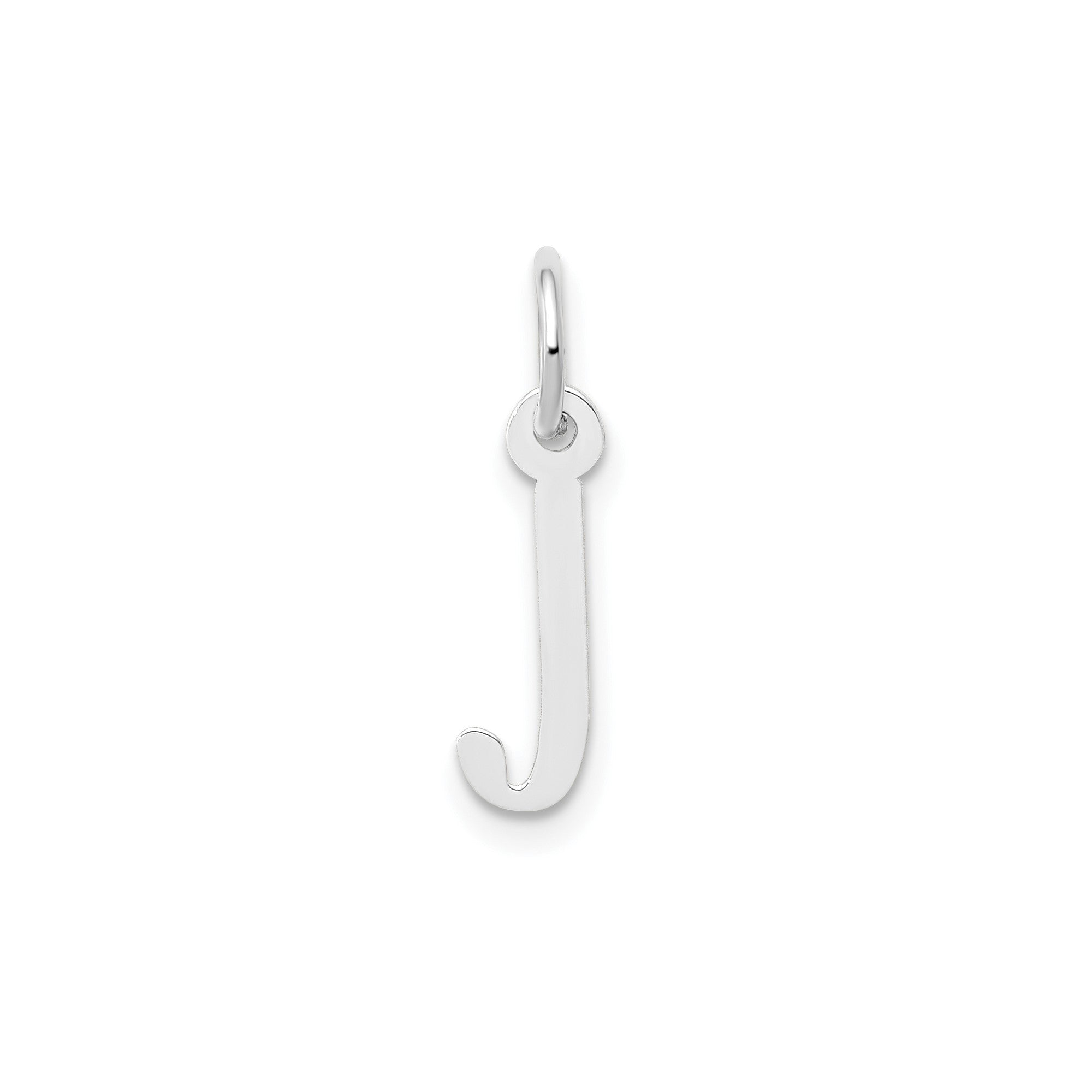 14K White Gold Initial Letter Pendant Charm, Block Style, 13mm x 6mm - JewelryAffairs