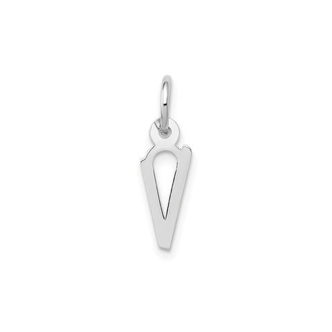 14K White Gold Initial Letter Pendant Charm, Block Style, 13mm x 6mm