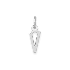 14K White Gold Initial Letter Pendant Charm, Block Style, 13mm x 6mm
