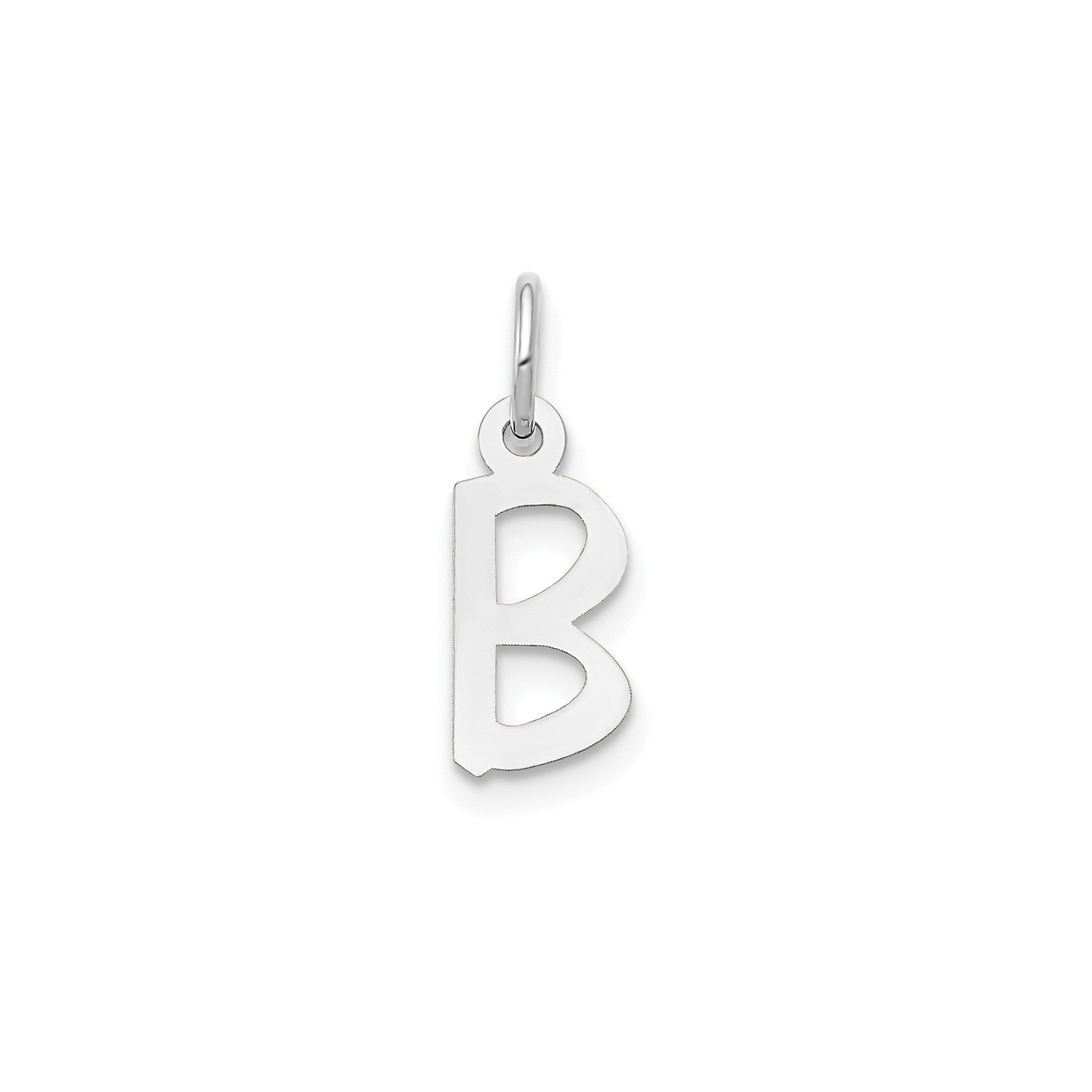 14K White Gold Initial Letter Pendant Charm, Block Style, 13mm x 6mm - JewelryAffairs