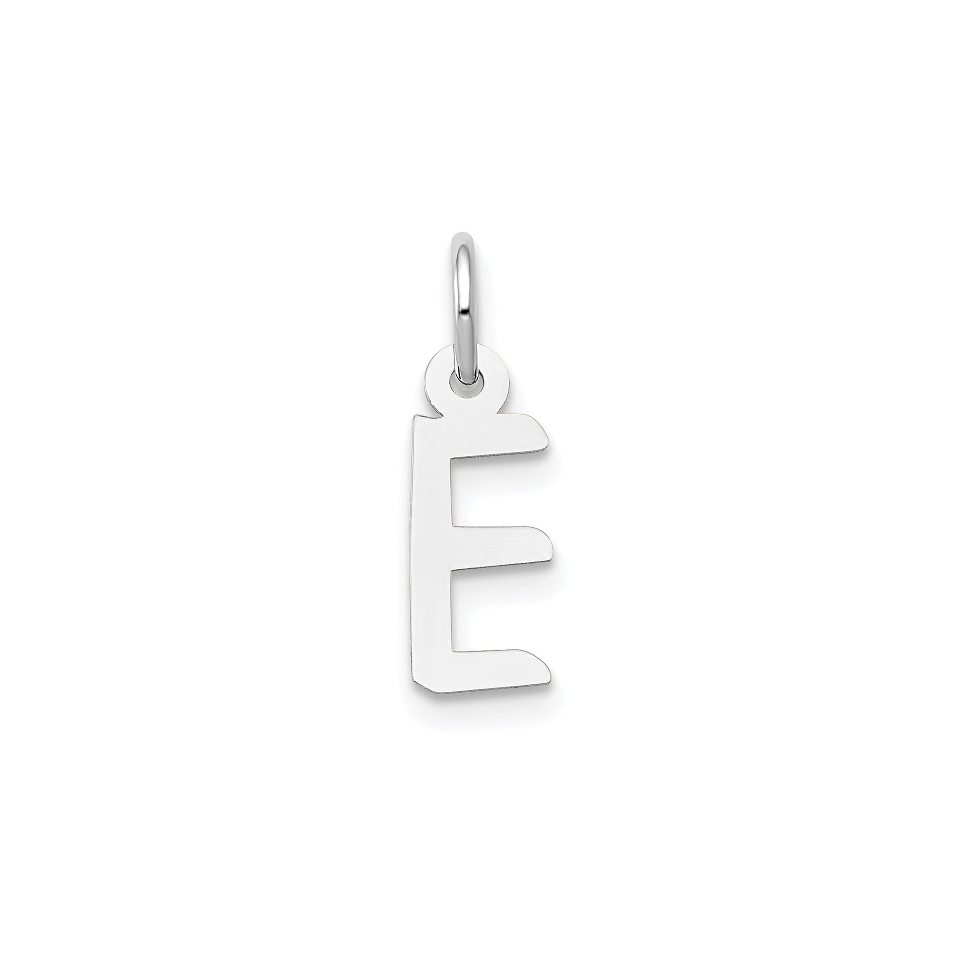 14K White Gold Initial Letter Pendant Charm, Block Style, 13mm x 6mm - JewelryAffairs