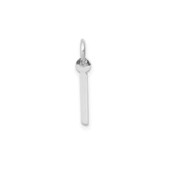 14K White Gold Initial Letter Pendant Charm, Block Style, 13mm x 6mm