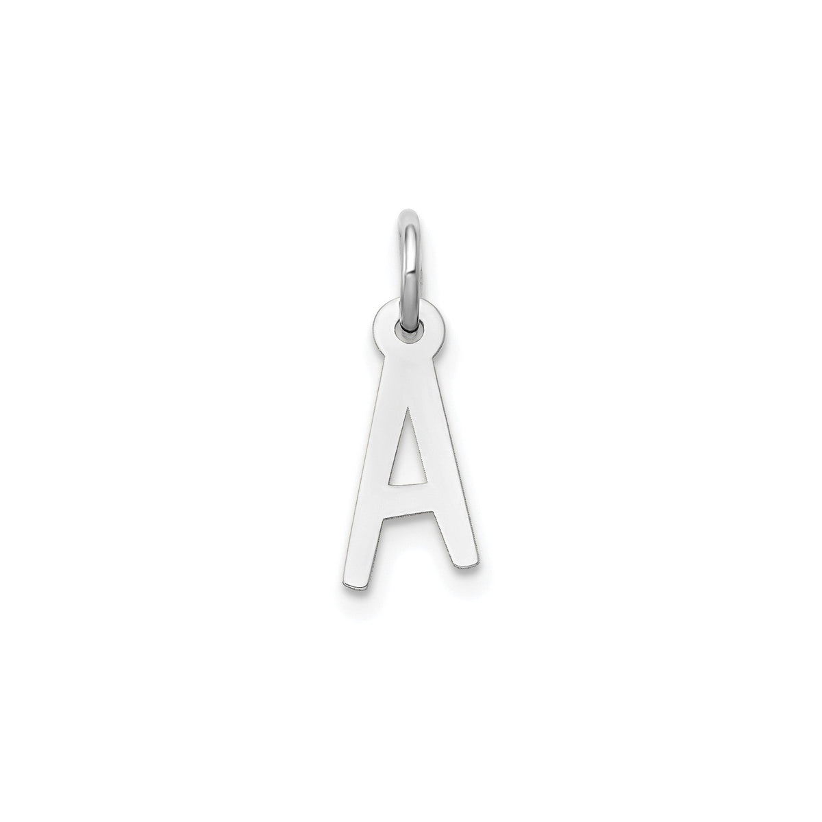 14K White Gold Initial Letter Pendant Charm, Block Style, 13mm x 6mm - JewelryAffairs