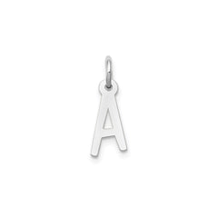14K White Gold Initial Letter Pendant Charm, Block Style, 13mm x 6mm - JewelryAffairs