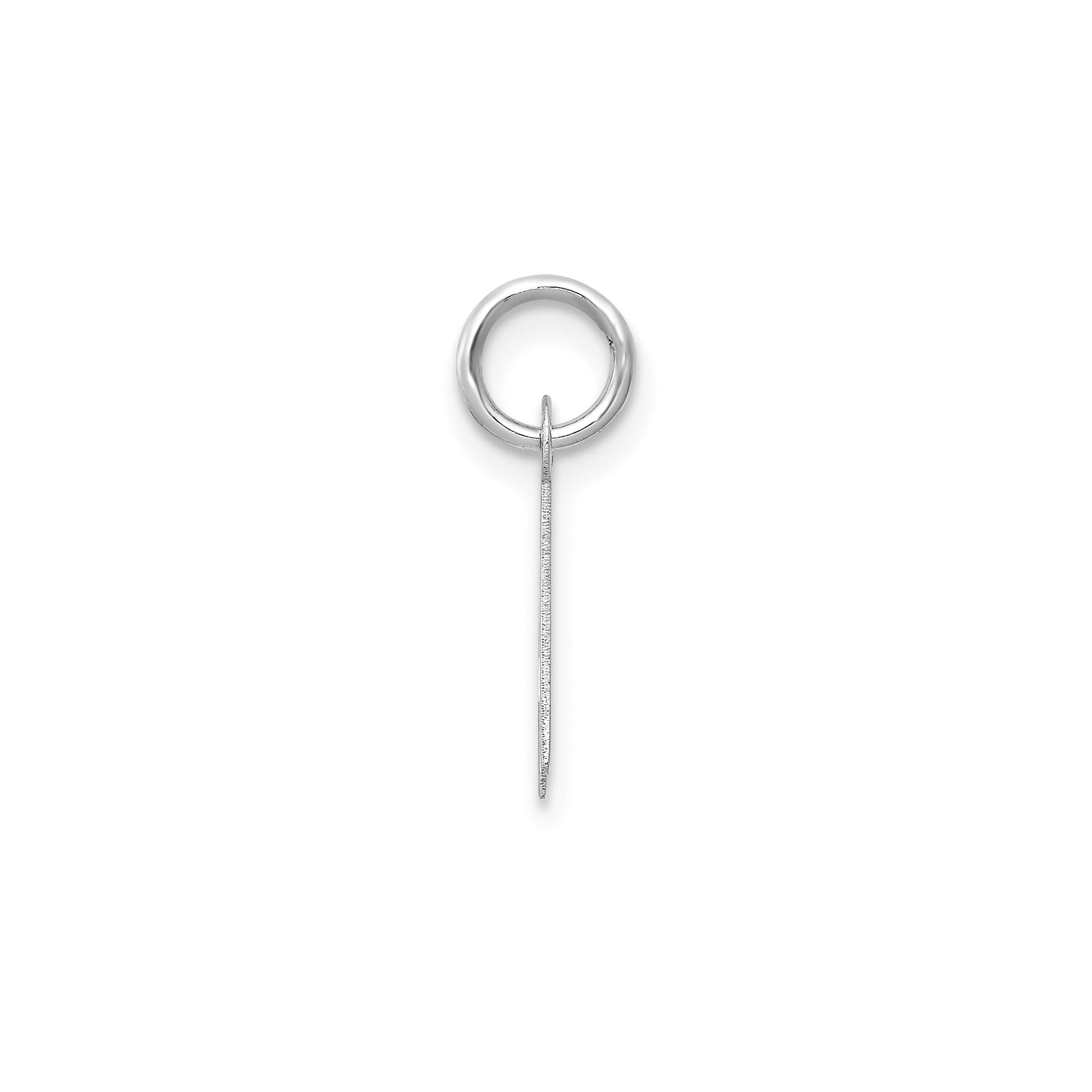 14K White Gold Initial Letter Pendant Charm, Block Style, 13mm x 6mm - JewelryAffairs