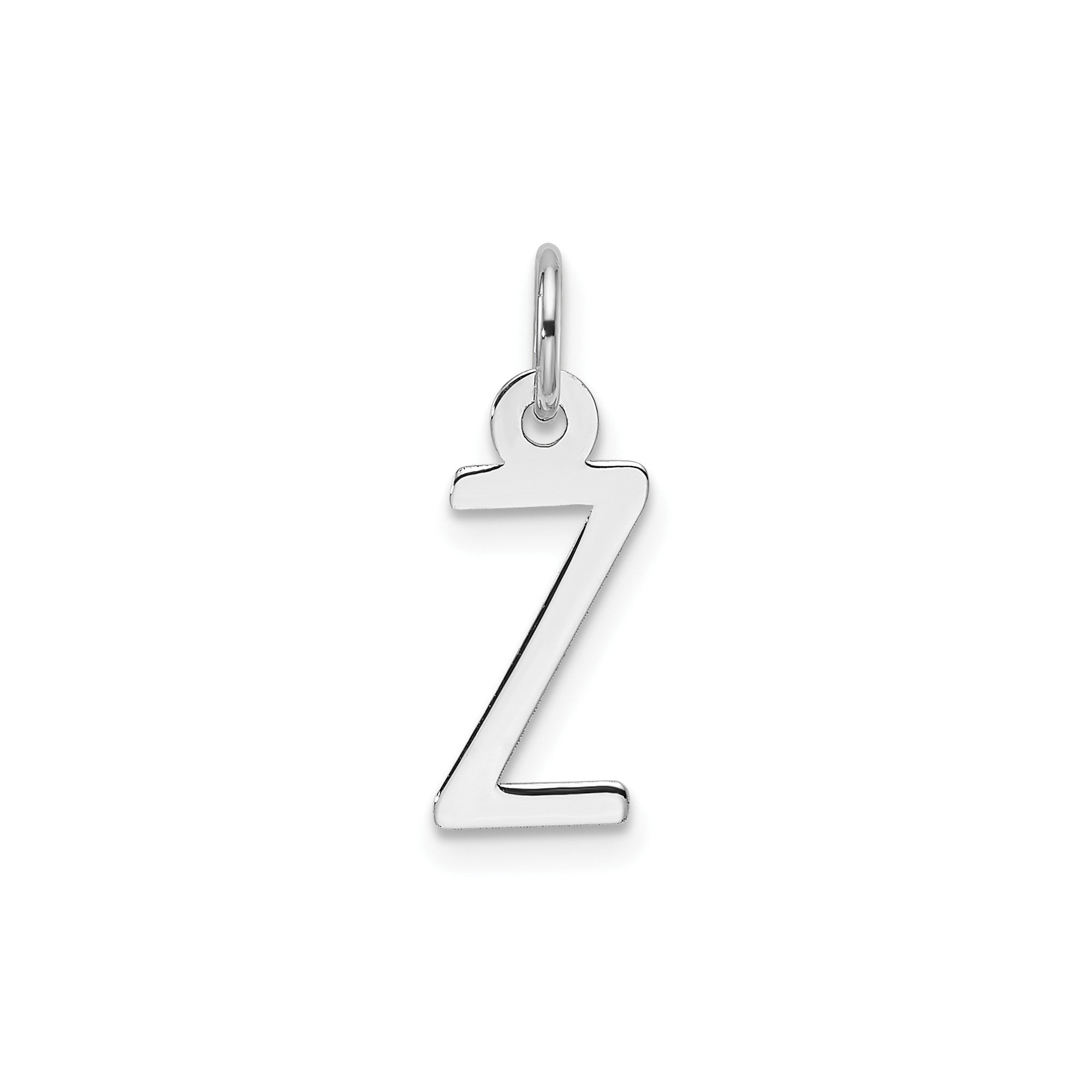 14K White Gold Initial Letter Pendant Charm, Block Style, 13mm x 6mm - JewelryAffairs