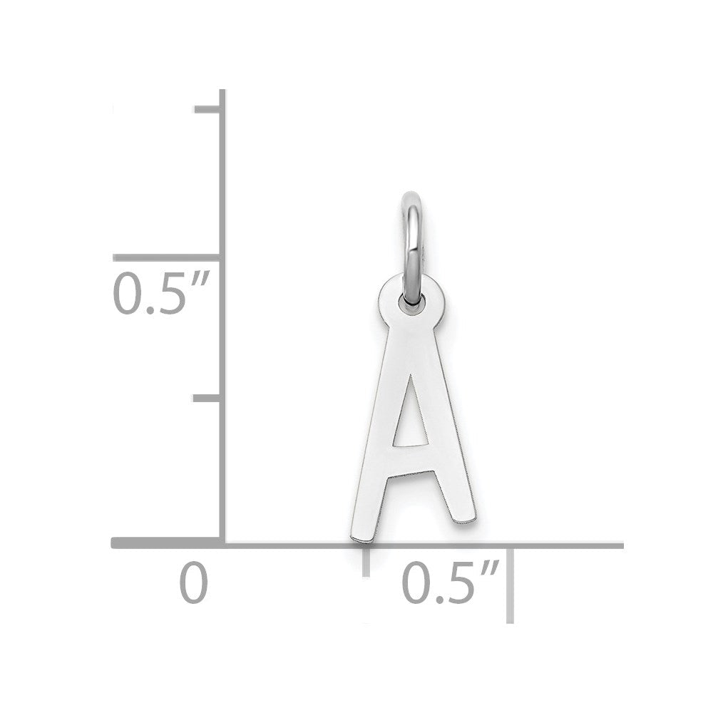 14K White Gold Initial Letter Pendant Charm, Block Style, 13mm x 6mm - JewelryAffairs