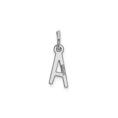 14K White Gold Initial Letter Pendant Charm, Block Style, 13mm x 6mm - JewelryAffairs