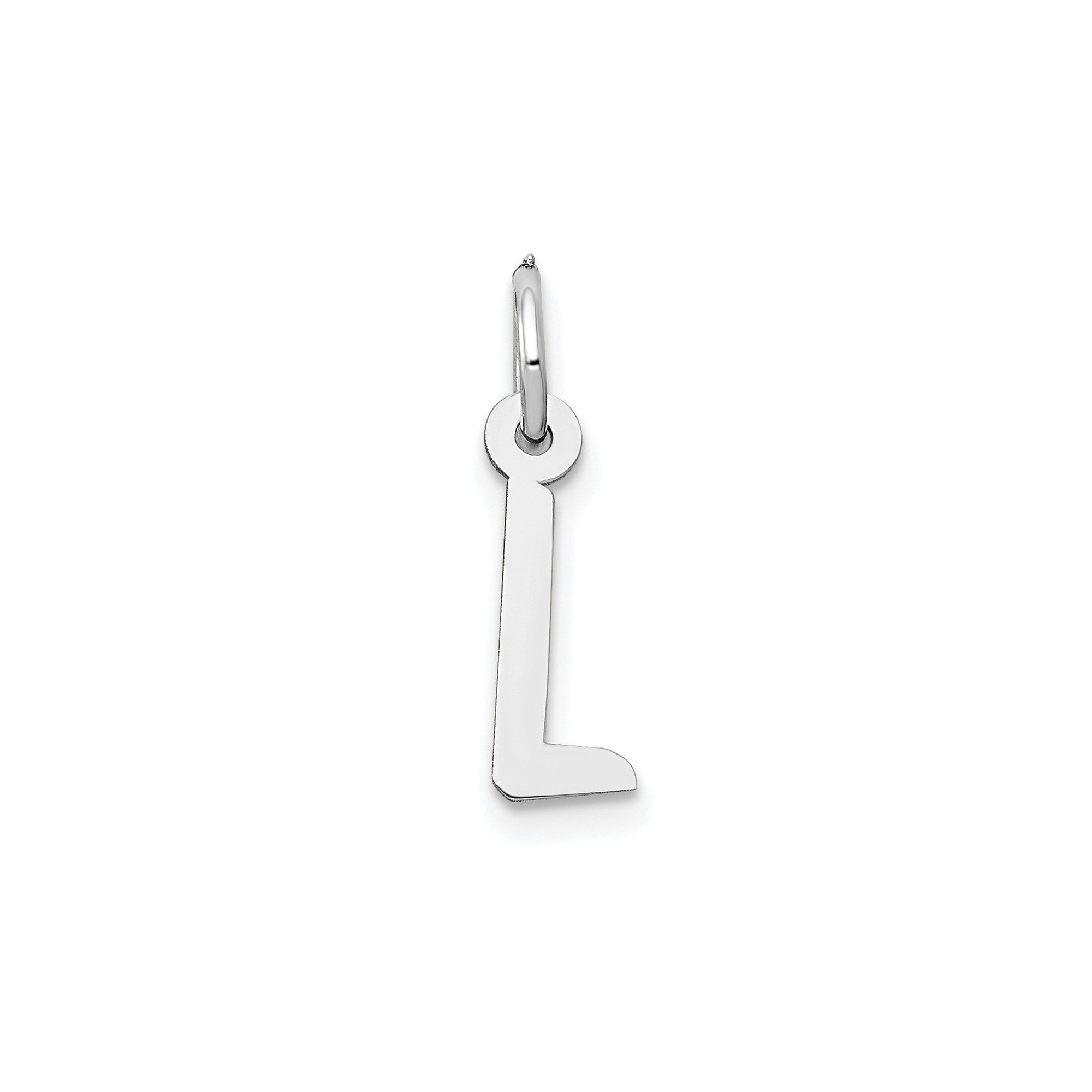 14K White Gold Initial Letter Pendant Charm, Block Style, 13mm x 6mm - JewelryAffairs