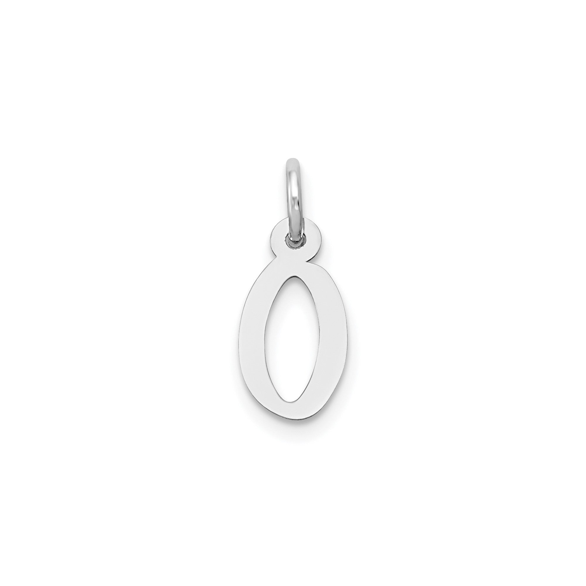 14K White Gold Initial Letter Pendant Charm, Block Style, 13mm x 6mm - JewelryAffairs