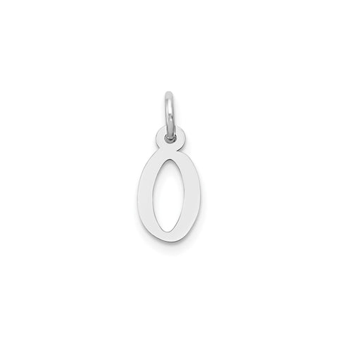 14K White Gold Initial Letter Pendant Charm, Block Style, 13mm x 6mm