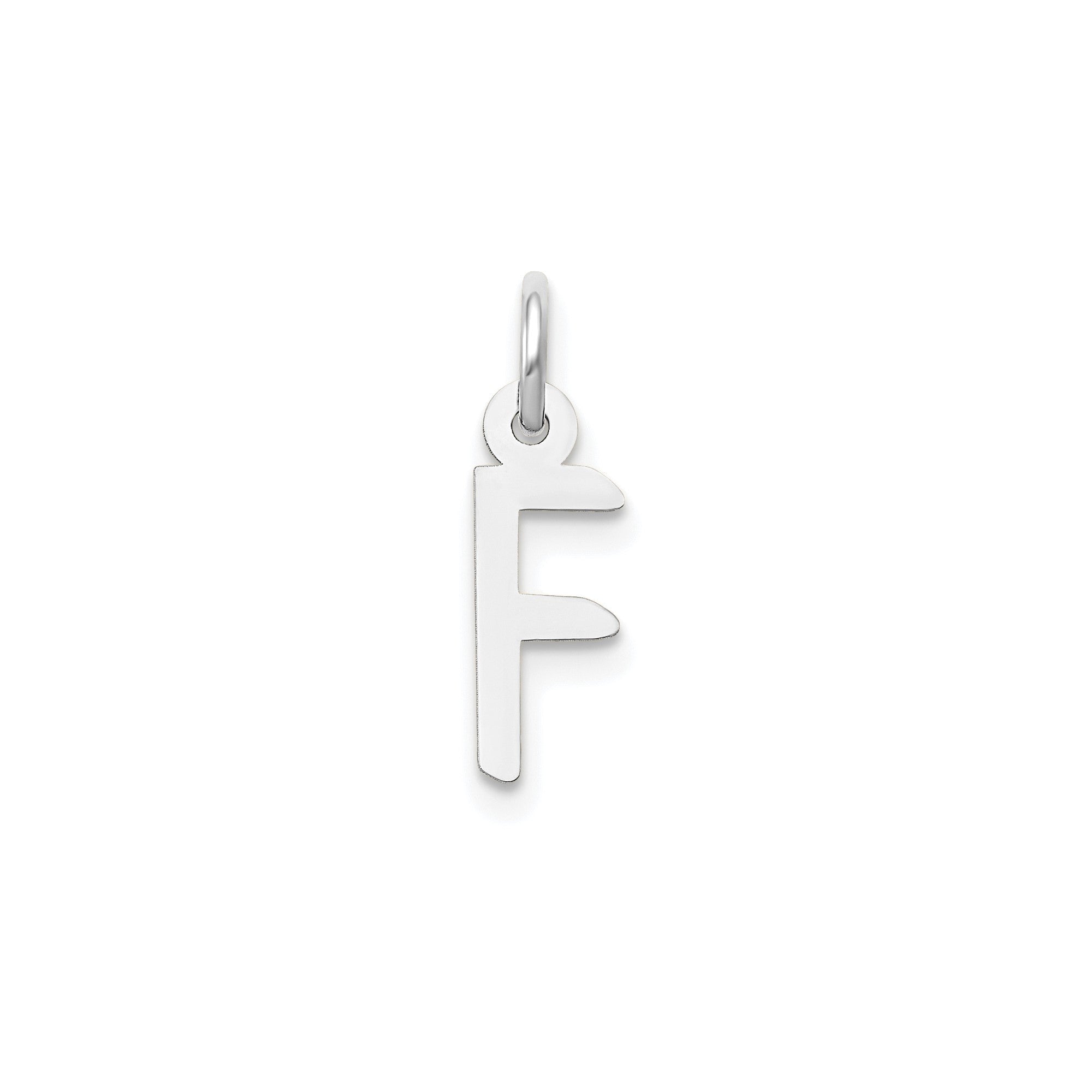 14K White Gold Initial Letter Pendant Charm, Block Style, 13mm x 6mm - JewelryAffairs