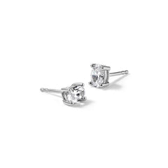 14k White Gold Lab Grown Diamond VS/SI+ G+ Oval Four Prong Stud Earrings - JewelryAffairs