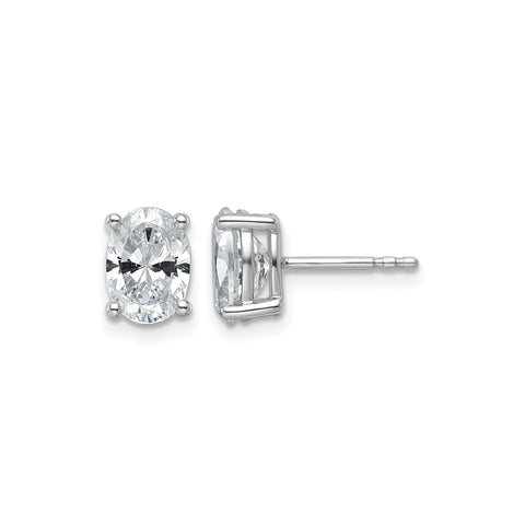 14k White Gold Lab Grown Diamond VS/SI+ G+ Oval Four Prong Stud Earrings