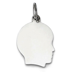 14K White Gold Male Head Silhouette Charm, 18 x 28 mm