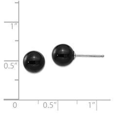 14k White Gold Onyx Ball Bead Stud Earrings - JewelryAffairs