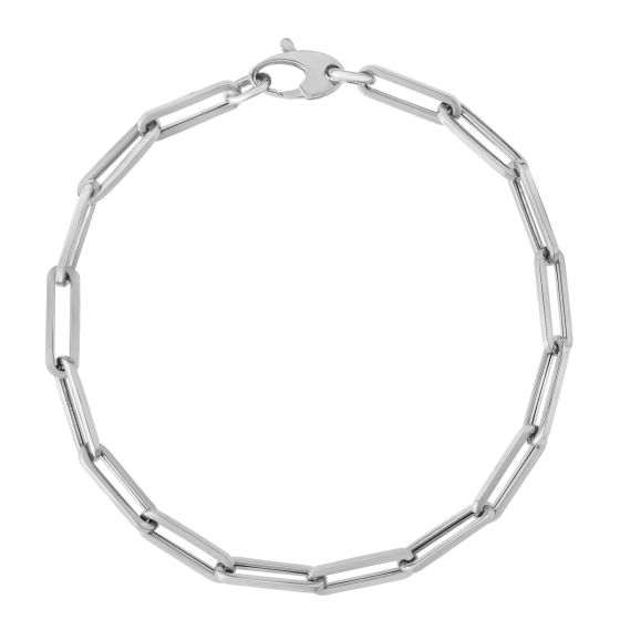 14k White Gold Paperclip Chain Necklace, 6mm