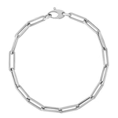 14k White Gold Paperclip Chain Necklace, 6mm