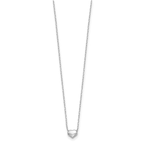 14k White Gold Polished Puffed Heart Pendant 16.5 inch Necklace