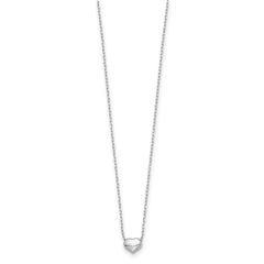14k White Gold Polished Puffed Heart Pendant 16.5 inch Necklace