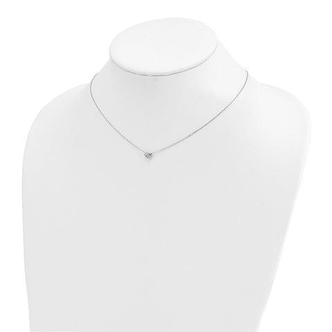 14k White Gold Polished Puffed Heart Pendant 16.5 inch Necklace