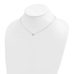 14k White Gold Polished Puffed Heart Pendant 16.5 inch Necklace