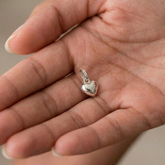 14k White Gold Puffed Heart Pendant, 14x10mm - JewelryAffairs