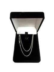 14k White Gold Round Box Chain Necklace, 1.4mm - JewelryAffairs