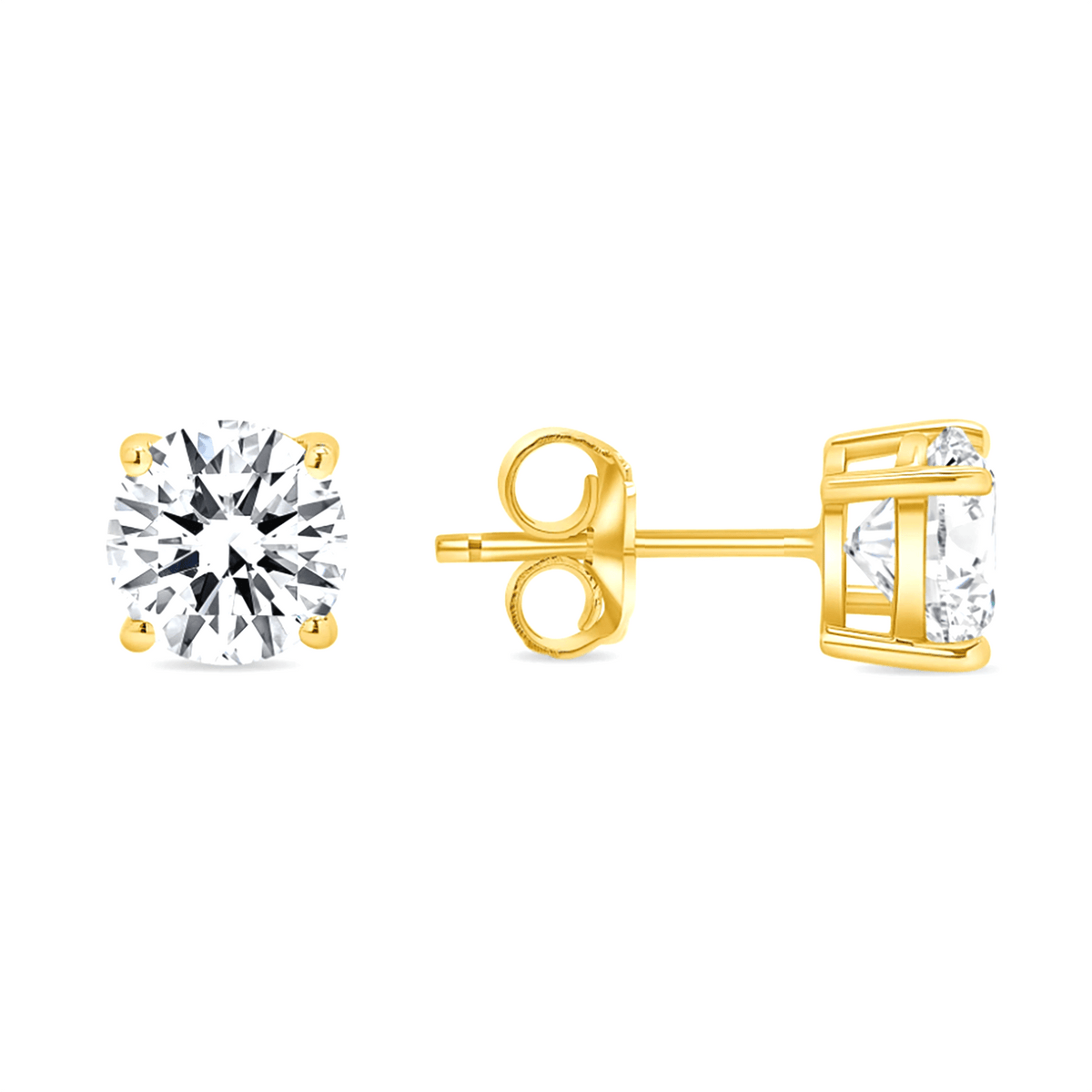 14k White Gold Round Diamond Stud Earrings - (G - H Color, SI2 Clarity) - JewelryAffairs