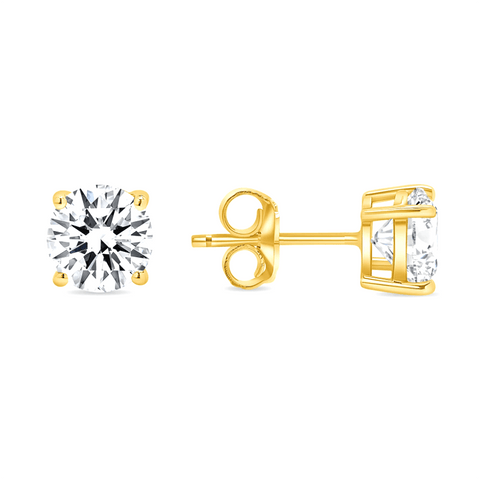 14k White Gold Round Diamond Stud Earrings - (G-H Color, SI2 Clarity)
